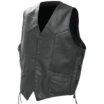 CHALECO DE CUERO CON CORDONES ESTILO CUSTOM 491 NEGRO