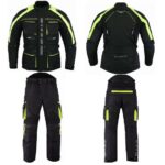 MONO DE CORDURA PARA MOTORISTAS EN DOS PIEZAS, IMPERMEABLE UNISEX FLUOR/NEGRO ATENEA/ARES