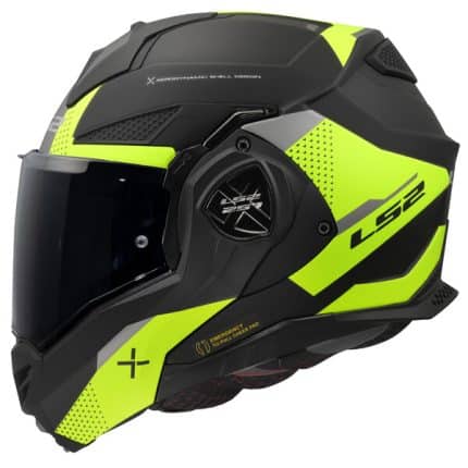 CASCO MODULAR LS2-FF901 ADVANT X OBLIVION M.BLACK H-V-ECE 22.06. NEGRO MATE AMARILLO H-V