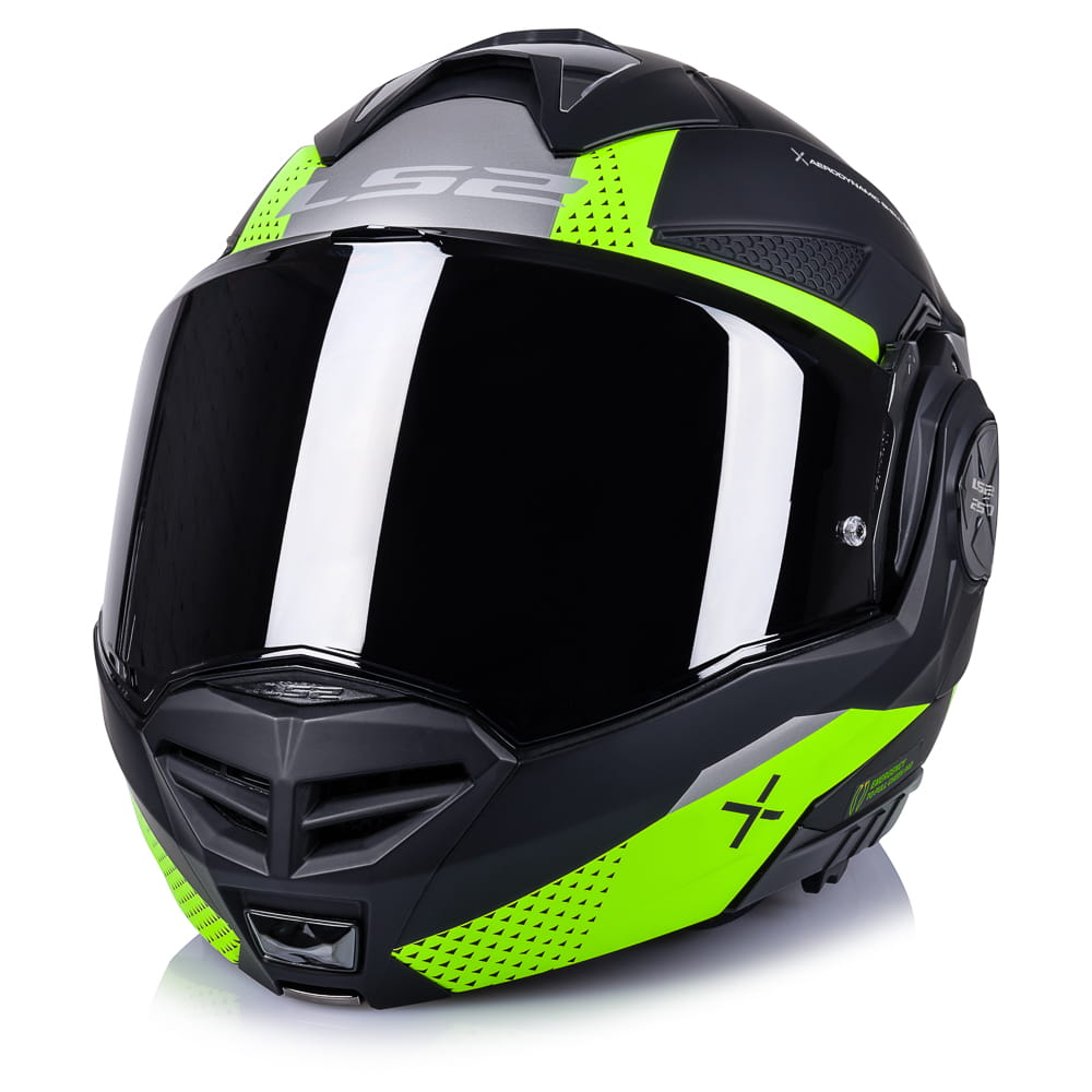 FF901 ADVANT X OBLIVION M.BLACK H-V-06 4 CASCO MODULAR LS2-FF901 ADVANT X OBLIVION M.BLACK H-V-ECE 22.06. NEGRO MATE AMARILLO H-V - Imagen 4