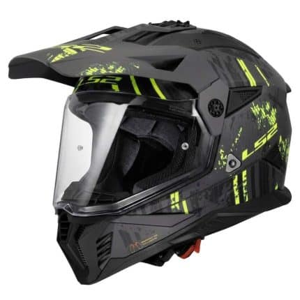 CASCO DE MOTO TRAIL LS2 -MX702 PIONEER II CRAZY M.BLACK H-V YELL-ECE 22.06 GRIS AMARILLO