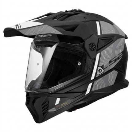 CASCO DE MOTO TRAIL LS2 -MX702 PIONEER II HILL MATT BLACK WHITE-ECE 22.06 NEGRO BLANCO