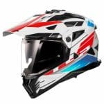 CASCO DE MOTO TRAIL LS2 -MX702 PIONEER II NAMIB WHITE BLUE RED-ECE 22.06 BLANCO AZUL ROJO - Imagen 3