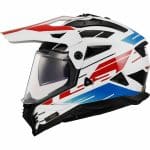 CASCO DE MOTO TRAIL LS2 -MX702 PIONEER II NAMIB WHITE BLUE RED-ECE 22.06 BLANCO AZUL ROJO - Imagen 4