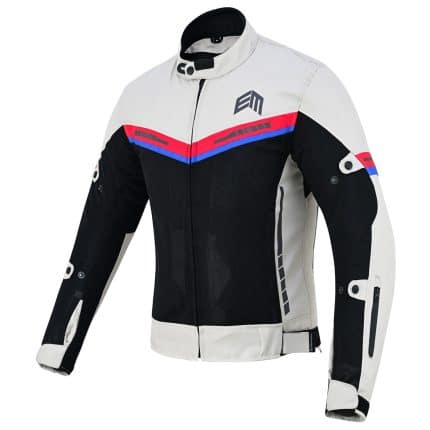 CHAQUETA DE CORDURA PARA VERANO PERFORADA CON FORRO DESMONTABLE EM366 ROJA AZUL NEGRA