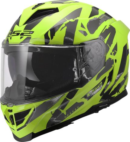 CASCO INTEGRAL LS2-FF818 STORM III KAOS H-V YELLOW/H-V AMARILLO NEGRO