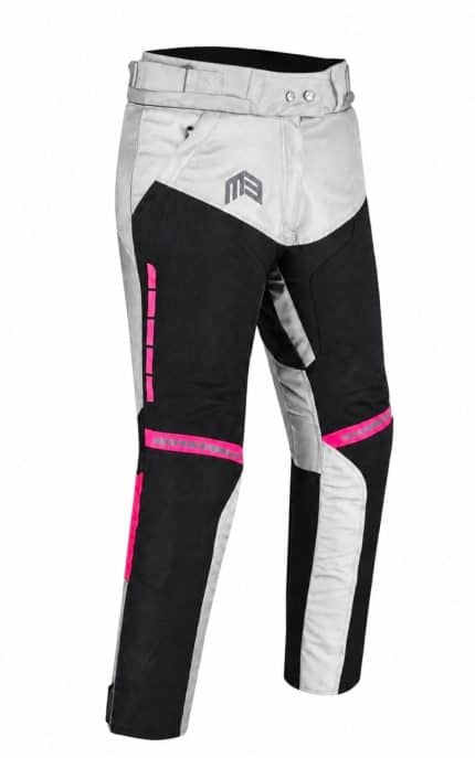 PANTALON DE MOTO DE VERANO PERFORADO PARA CHICAS, PROTECCIONES CE EM266 PALATA NEGRO ROSA