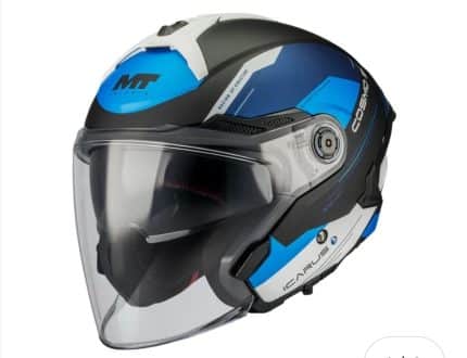 CASCO JET MT COSMO SV ICARUS B7 MATT NEGRO AZUL GRIS CLARO MATE /ECE 22.06.