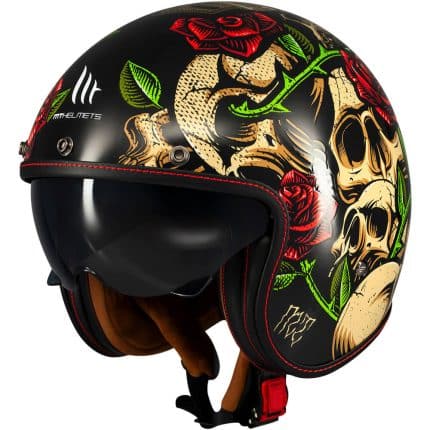 CASCO JET MT LEMANS 2 SV S BREAKOUT B9 GLOSS NEGRO ROJO VERDE ESTILO RETRO