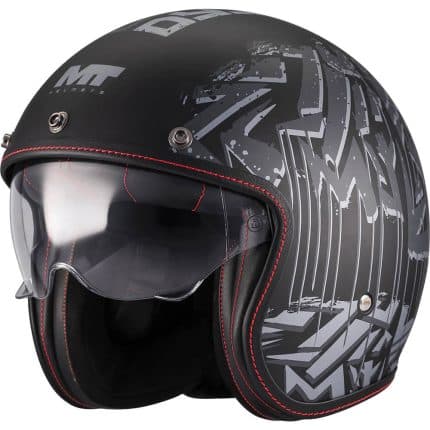 CASCO JET MT LEMANS 2 SV S DYSTOPIC B12 MATT NEGRO GIRS ESTILO RETRO