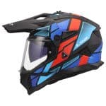 CASCO DE MOTO TRAIL LS2 - MX702 PIONEER II BLOCK BLACK RED BLUE-ECE 22.06 GRIS ROJO - Imagen 2