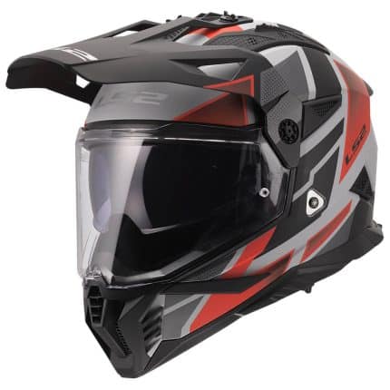 CASCO DE MOTO TRAIL LS2 - MX702 PIONEER II BLOCK GREY RE-ECE 22.06 GRIS ROJO