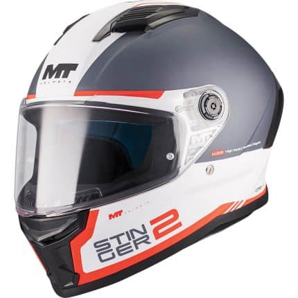 CASCO INTEGRAL HELMET MT STINGER 2 CORE A5 MATT BLANCO GRIS ROJO MATE /ECE 22.06